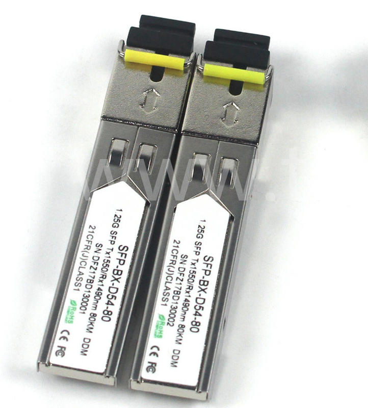 BIDI 1.25 G SFP Alıcı Tx1550/Rx1490nm 80KM SMF DDM LC CISCO JUNIPER HUAWEI Uyumlu