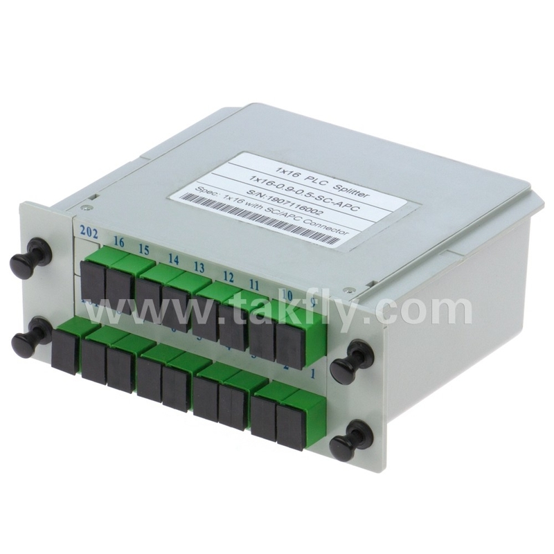 Yüksek Güvenilirlik ve Istikrarlılık FTTX Gpon 1*16 Tek Mod G657A1 Fiber Casette Tipi LGX Sc/APC Bağlantısı ile PLC Bölücü