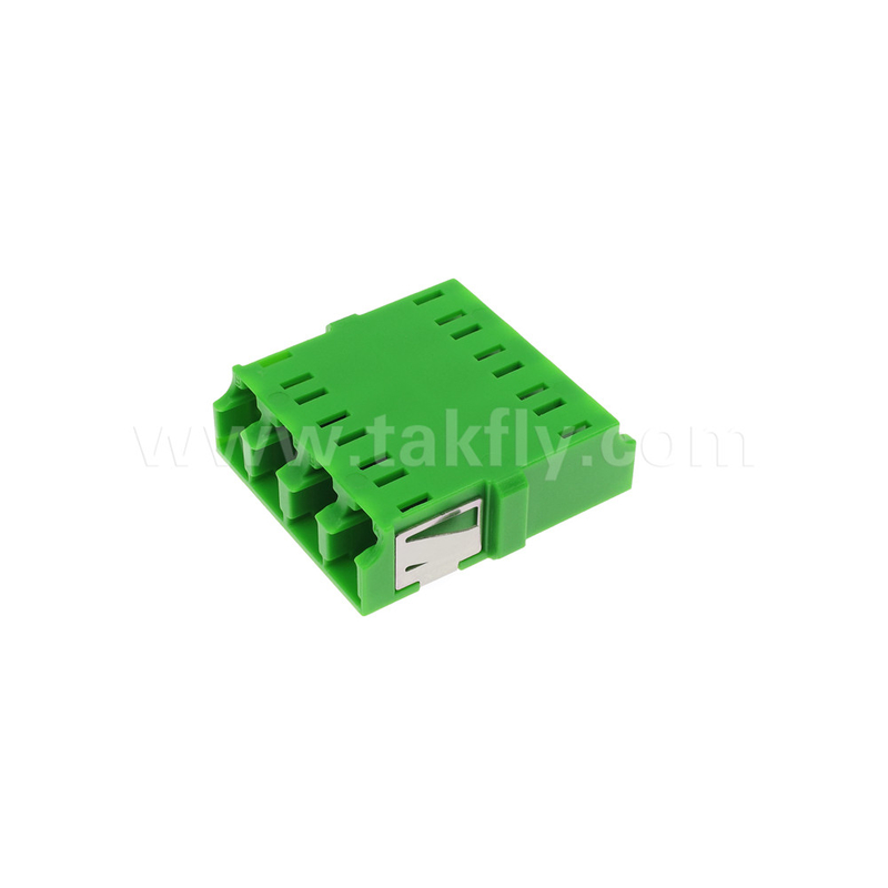 4 Port Yüksek yoğunluklu LC/APC Quad Tipi İç Kapak Adaptörü Tek Mod OS2, Ağ için Flenssiz Yeşil