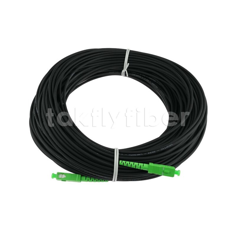 FTTH Dış Mekan Yüksek Mukavemetli 3.0 Kevlar Siyah TPU Tek Modlu Fiber Optik Yama Kablosu SCAPC - SCAPC SM G657B3