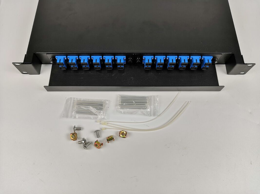 24 Çekirdekli Kaydırılabilir 19 İnç Raf Tipi Fiber Optik Dağıtım Kutusu (Basitleştirilmiş Kablo Yönetimi ile)