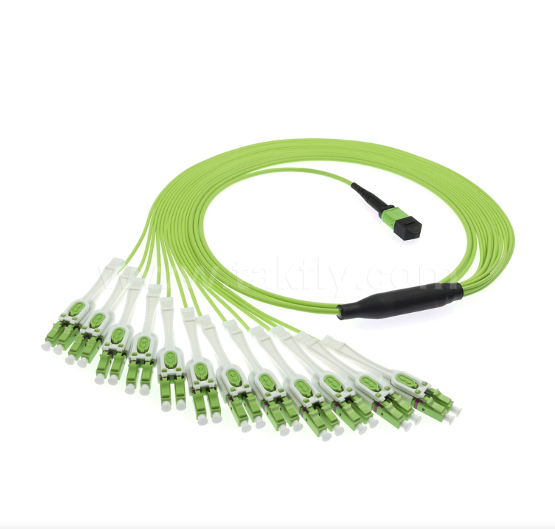 MPO/MTP'den LC Uniboot Breakout Patch Cord'e OM5 Multimode, 1×24, Yüksek yoğunluklu Veri Merkezi ve 40G/100G/400G Uygulamaları için Uzay tasarrufu yapan Uniboot LC Bağlantıları