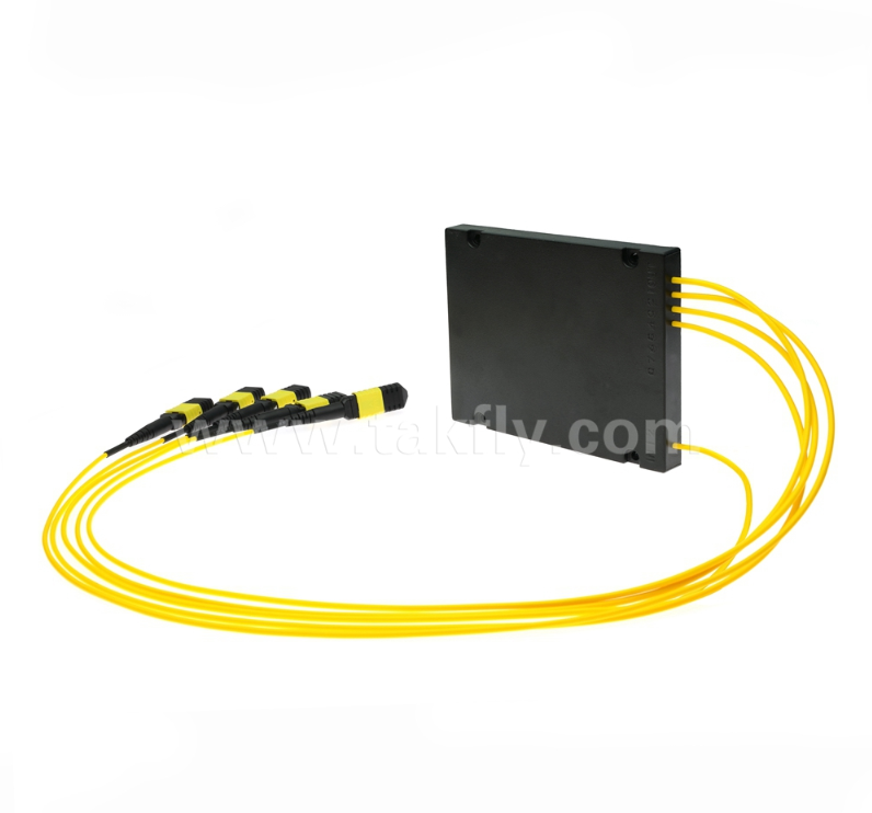 1×4 MPO/MTP SM PLC Ayırıcı – Tek Mod, 1×4 Yapılandırma, MPO Girişinden MPO Çıkışına, Düşük Ekleme Kaybı (≤7,2dB), Yüksek Yoğunluklu Veri Merkezi Kablolaması, Önceden Sonlandırılmış Sistemler ve FTTx Dağıtımı için