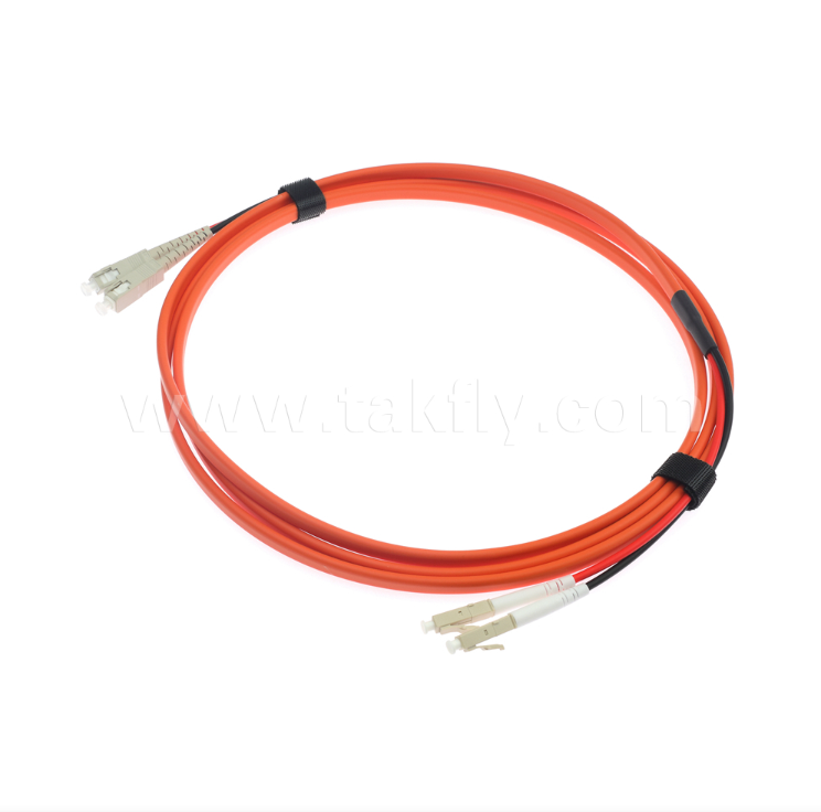 SC-UPC - LC-UPC OM1 Dupleks Düz İkiz Fiber Patch Kablo 2.0mm Turuncu Çok Modlu Optik Jumper Kablo